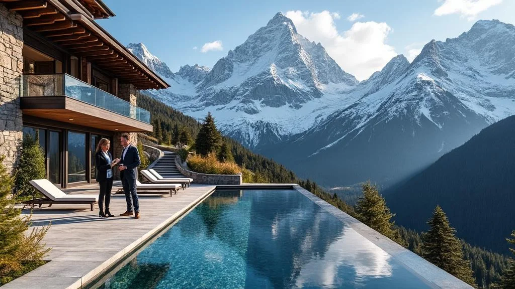 Chalet de luxe au Mont Blanc avec vue panoramique sur les Alpes, immobilier montagne prestige